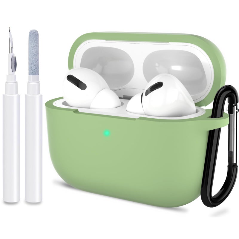 ATUAT for AirPods Pro 1st/2nd Generation Case Cover, Protective Silicone Skin Accessories with Keychain for Women Men for Apple AirPods Pro 2019/2022 Charging Case,Front LED Visible-Matcha - Image 1